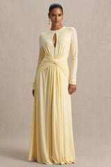 With Me | Lemon High-Neck Maxi Dress With Ruched Detailing