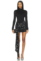 Polka Dot Overlay Detail Mini Dress