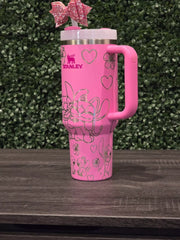2025 Stanley Cup 40oz Angel & Stitch Lilo Pink Gift Quencher Stanley Tumbler