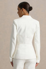 Unbeaten | White Fitted Corset Blazer Jacket