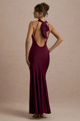 Amelita | Port Satin Cowl-Neck Maxi Dress
