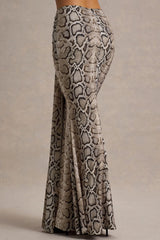 Vitality | Snake Print Ruched Drape Maxi Skirt