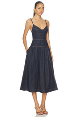 Denim Sleeveless Midi Dress
