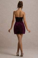 Naia | Port Velvet Embellished Bandeau Mini Dress