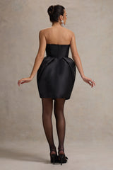 Lovebug | Black Bandeau Mini Dress With Tulip Skirt