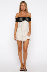 Bliss Mode Mini Dress Cream/Black Polka Dot