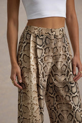 Shaniya | Snake Print Wide-Leg Trousers
