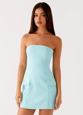 Allora Strapless Mini Dress - Turquoise