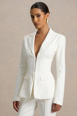 Unbeaten | White Fitted Corset Blazer Jacket