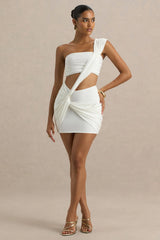 Wilma | White Asymmetric Micro-Mini Dress With Open-Back And Cut-Out Detail
