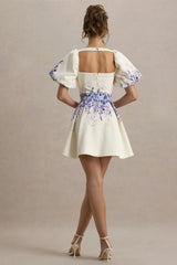 Tapia | Wisteria Print Linen Belted Mini Dress