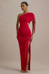 Trance | Red Asymmetric Maxi Dress With Split