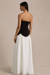 Wendy | Black And White Maxi Dress With Drop-Waist