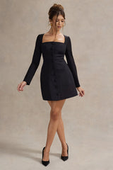 Andie | Black Tailored Square-Neck Mini Dress
