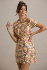 Eira | Pastel Floral Print Sequin Mini Dress