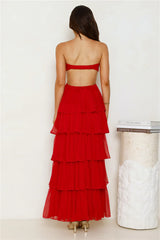 Luxe Mode Strapless Maxi Dress Raspberry