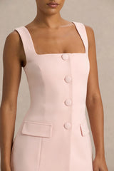 Aceline | Baby Pink Square-Neck Tailored Jumpsuit