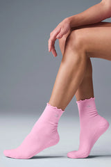 Women's Lettuce Edge Sock - Sweet Pink