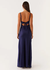 Flora Satin Maxi Dress - Navy