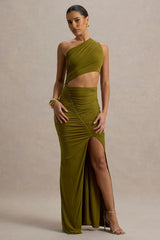 Sena | Green Asymmetric Maxi Dress With Cut Out Details