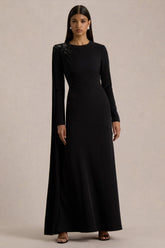 Fabiana | Black Hand-Embellished Maxi Skirt