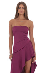 Strapless Back Bow Corset Maxi Dress in Navy
