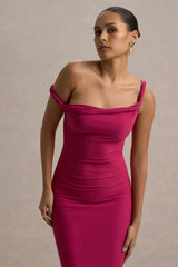 Lita | Hot Pink Twisted Asymmetric Maxi Dress