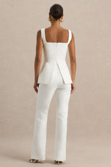 Aceline | White Square-Neck Tailored Jumpsuit