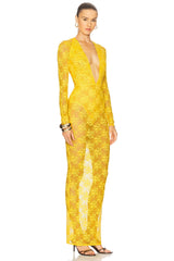 Long Sleeve Halter Column Dress