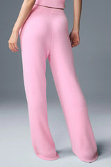 Snuggle Up Sweater High-Waist Wide Leg Pant - Sweet Pink