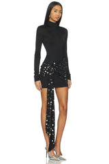 Polka Dot Overlay Detail Mini Dress