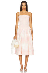 Petal Gingham Midi Dress