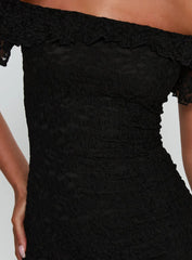 Bonnee Off Shoulder Lace Mini Dress Black