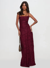 Celena Maxi Dress Burgundy Burnout