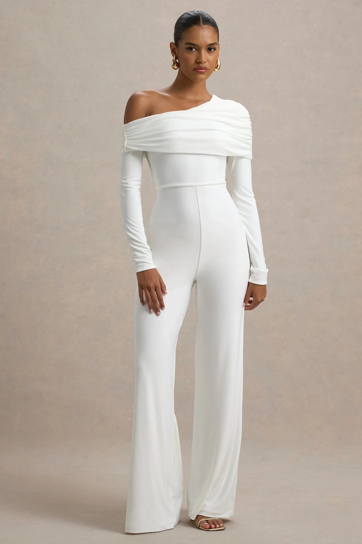 Gracious | White Jumpsuit With Asymmetric Neckline