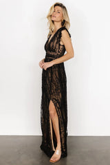 Arlene Shimmer Gown | Black + Nude