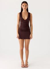Cherry Sky Mini Dress - Chocolate