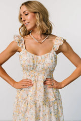 Marigold Tiered Maxi Dress | Yellow Floral