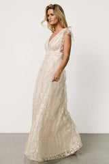 Karina Shimmer Gown | Ivory + Silver