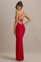Dressing Up | Red One Shoulder Maxi Dress With Open Back Detail