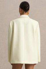 Katherine | Cream Plunge-Neck Tailored Blazer