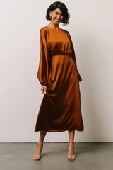 Balta Satin Midi Dress | Bronze