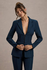 Unbeaten | Navy Fitted Corset Blazer Jacket