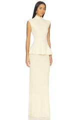 x Christina Elezaj Florie Mock Neck Maxi Dress