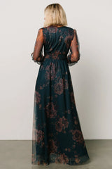 Layla Tulle Maxi Dress | Copper + Blue Metallic