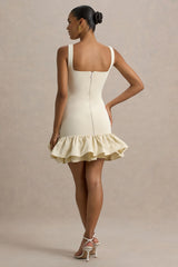 Daliana | Stone Square-Neck Ruffled Mini Dress
