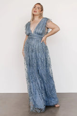 Arlene Shimmer Gown | Winter Blue