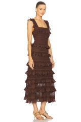 Lace Frill Midi Dress