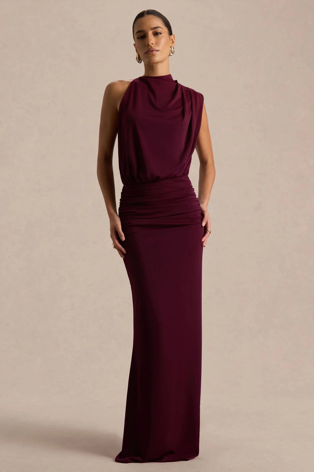 Umaira | Burgundy High-Neck Maxi Dress