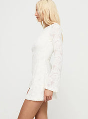 Lukea Lace Long Sleeve Mini Dress Cream